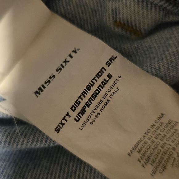 Miss Sixty Denim Cropped Floral Appliqué Jacket - Picture 8 of 9